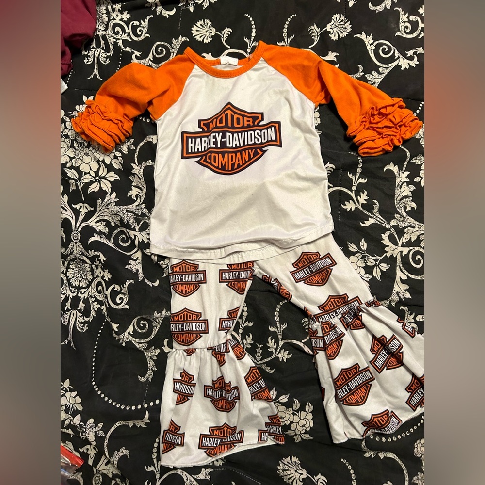 Harley Davidson baby girl outfit, size 6-12 months
